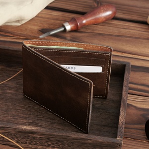 Directo de fábrica, billetera delgada de cuero laserable, billetera delgada para tarjetas, billetera de cuero grabada plegable minimalista personalizada - Product Image 3