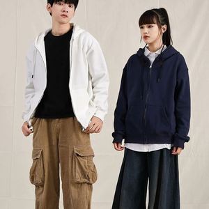 H5399 High Quality Low OEM MOQ 4XL Heavyweight 650 GSM Cotton <b>Blends</b> Zip up Hoodies Unisex Fleece Hoodies - Product Image 5