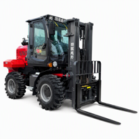 Chariot élévateur tout-terrain 8T, articulé 4x4, élévateur standard de 3m à élévateur sur mesure de 6m, conçu pour le transport de fournitures en vignoble