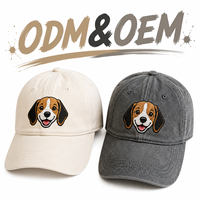 Casquette de baseball réglable en coton lavé doux avec broderie de patch chien Beagle mignon, logo personnalisé OEM ODM, pour usage quotidien en extérieur