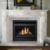 Chimenea de Mármol Italiano Tallada a Mano de Estilo Victoriano con Diseño Clásico, Función de Calefacción Independiente, Control Remoto, para Interiores/Exteriores