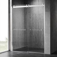 Porte de douche coulissante en verre trempé sur mesure avec cadre en alliage d'aluminium, design moderne pour salle de bain d'hôtel
