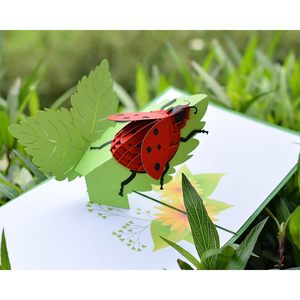 Ladybug Animal Shape 3D Pop-Up Birthday Card with Digital Printing and <b>Matte</b> <b>Varnishing</b> for Gift - Product Image 4