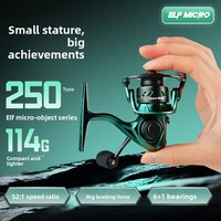 Moulinet de pêche spinning micro-léger en carbone ultra-léger, mini moulinet de pêche sur glace en forme de goutte d'eau, bobine métallique à bords inclinés pour la pêche aux leurres