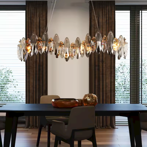 Lustre en cristal K9 gris fumée rectangulaire de luxe moderne Éclairage de taille moyenne pour salle à manger - Product Image 2