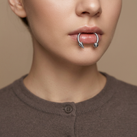 Piercing de lèvre style gothique minimaliste en acier inoxydable, anneau de lèvre en U, barre fer à cheval, clip de lèvre, anneau C conique, bijoux transfrontaliers