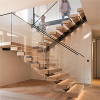 Escalier personnalisé moderne en acier au carbone mono poutre en bois de hêtre/chêne escalier intérieur/escalier design pour maisons