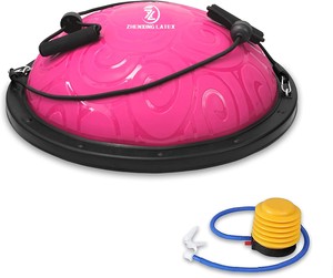 ลูกบอลโยคะแบบครึ่งลูกสำหรับฝึกสมดุลย์แกนกลาง,ปั๊มโยคะ Bosuing กันลื่นพร้อมสายรัดต้านทาน - Product Image 3