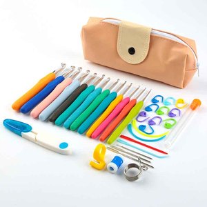 Kit d'<span class=keywords><strong>accessoires</strong></span> de <span class=keywords><strong>tricot</strong></span> et <span class=keywords><strong>crochet</strong></span> DIY portable et simple, 14 pièces, pour débutants, avec crochets en plastique écologiques et fil - Product Image 4