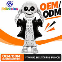 Ballon géant en aluminium en forme de squelette pour Halloween, jouet ballon crâne pour enfants, vente en gros OEM/ODM