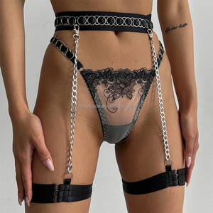 Wholesale <strong>Sexy</strong> <strong>Transparent</strong> Women's Lingerie Set With Body Chain Mature Style See-Through Hot Lace Bodysuit Hollow Out Decoration - Product Image 5