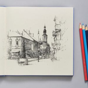 Cuaderno de Cuero con Encuadernación Cosida, 100 Hojas, Cuaderno de Dibujo Impreso, para Pintar, Graffiti, con Páginas Interiores en Blanco - Product Image 3