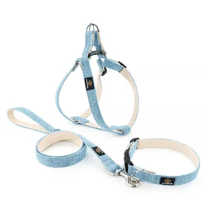 Manufacturer 100% Natural Hemp Eco-friendly Organic Hemp Dog Collar Harness with Leash Set for Sensitive Dogs