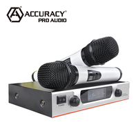 Microphone sans fil portable à double canal précision Pro Audio VHF-766, micro bluetooth, carte son pour streaming en direct