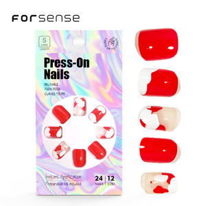 <span class=keywords><strong>Uñas</strong></span> postizas cuadradas cortas con logotipo personalizado diseñador de alta calidad blanco lechoso desnudo Prensa en <span class=keywords><strong>uñas</strong></span> superventas <span class=keywords><strong>uñas</strong></span> postizas Rojas reutilizables - Product Image 3