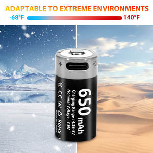 3.0V CR123A máy ảnh Pin 650mAh Loại C 3.6V USB 16340 hình trụ Lithium ion có thể sạc lại pin có thể sạc lại pin - Product Image 4