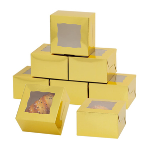 Custom Yellow Cookies croissant macarons Chocolate foldable Packing Bakery portable Kraft paper boxes for cakes for gifts