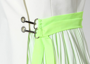 Kadın Blous gömlek elbise moda kontrast renk uzun elbise kişiselleştirilmiş asimetrik pilili fırfır kenar rahat elbise - Product Image 5
