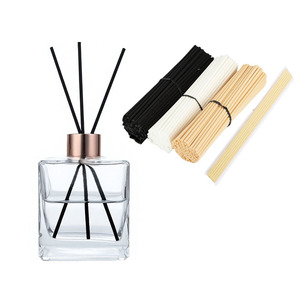 High Density Natural Black White Fiber <b>Stick</b> With Square Aromatherapy Transparent <b>Diffuser</b> Glass Bottle For Home Reed <b>Diffuser</b> - Product Image 1