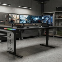 Bureau debout motorisé AOR en acier inoxydable, table de jeu informatique extensible avec éclairage LED double face, 20 modes réglables, direct usine