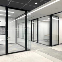 Cloison de bureau moderne à double vitrage avec cadre en aluminium de 80 mm Full Vision