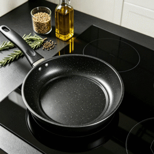 FLEY – Ensemble de batterie de cuisine écologique en carbone ionique, antiadhésif, comprenant wok, poêle <span class=keywords><strong>et</strong></span> <span class=keywords><strong>casserole</strong></span>, compatible gaz <span class=keywords><strong>et</strong></span> <span class=keywords><strong>induction</strong></span>, sans couvercle – Prix abordable - Product Image 3
