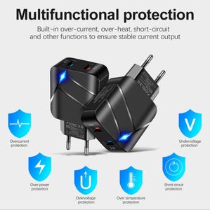 28W Dual USB Port Fast Charger QC3.0 2.1A <b>Power</b> Adapter 5V/3A Output for iPhone16 Pro Max Travel Charging EU US Plug PD Function - Product Image 5