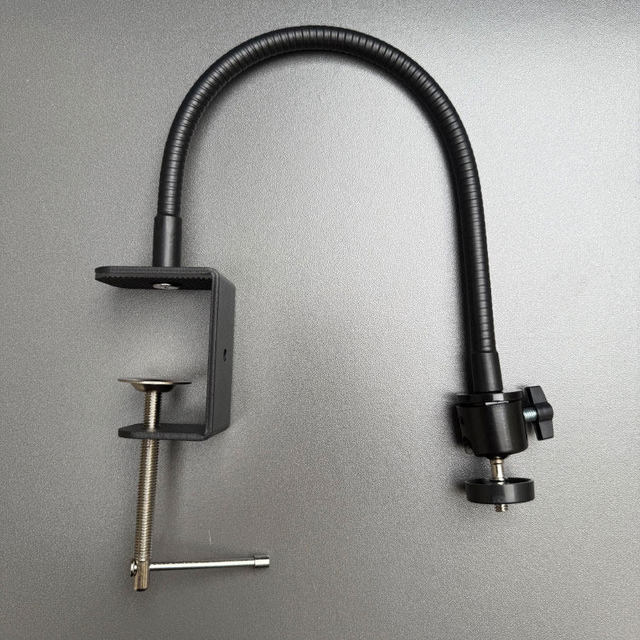 Multi-Functional Steel Iron Flexible C-Clamp Gooseneck Camera Stand 1/4 Inch Screw Desktop Bedside Phone Holder Universal Ball