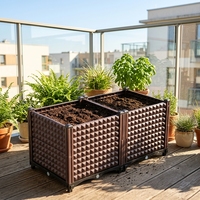 Jardinière carrée en plastique durable pour légumes, plantes, cultures, fleurs, baies, jardin, balcon, les roues sont amovibles