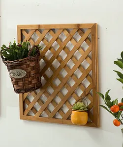 Special Design Bamboo Grid Wall Plant Hanger for Home Decoration