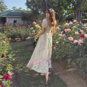 Nuovo Arrivo 2025 Abito Personalizzato con Stampa Floreale Maniche a Palloncino e Scollo a Cuore per Feste in Giardino Stile Romantico - Product Image 4