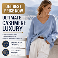 Pull ample en cachemire 100% pour femme, col en V profond, bleu clair, style coréen, tricoté, fil 2/26Nm