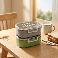 Boîte à lunch bento rectangulaire en acier inoxydable 304 pour enfants, hermétique, portable, pour conserver les aliments frais