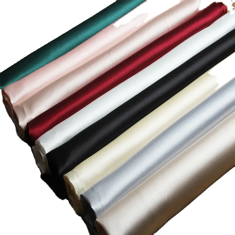 Fabrik preis Weiches wasserdichtes Textil Polyester Good Stretch Satin Stoff Plain Satin Material Stoff
