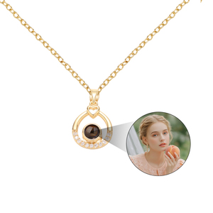 Joyería de Moda, Collar con Colgante de Corazón de Cobre con Proyección de Foto Personalizada, Moderno, Te Amo, para Mujer - Product Image 1