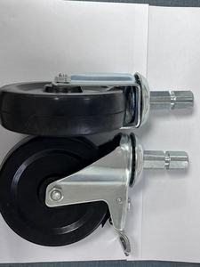 5 inch cao su vuông Grip-Ring STEM Caster bánh xe xoay bánh xe với phanh cho kệ dây chuyền lắp ráp - Product Image 3