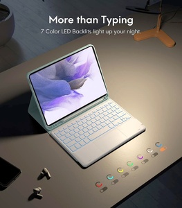 Étui clavier sans fil détachable pour Samsung Tab S7 + S8 + <span class=keywords><strong>S9</strong></span> + S7 FE <span class=keywords><strong>S9</strong></span> FE + 12.4 Backlit Case Cover - Product Image 6