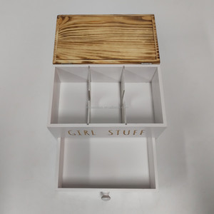 Organisateur de cotons-tiges et support à tampons en bois, distributeur de serviettes hygiéniques pour salle de bain - Product Image 5