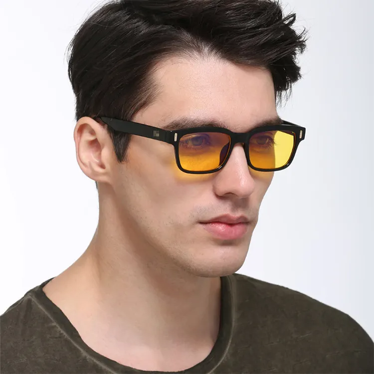 Kacamata Komputer Blue Ray Pria, Kacamata Radiasi Layar Desain Merek, Kacamata Game Kantor Cahaya Biru, Kacamata Lensa Kuning