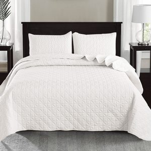 Juego de ropa de cama acolchada con rejilla, edredón verde suave, Reversible, tamaño Queen, 3 piezas - Product Image 4