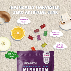 LIFEWORTH Marque distributeur Nootropiques Supplément énergétique Vegan Cordyceps Lions Crinière Champignon Gummies - Product Image 4