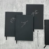 Carnet de notes personnalisé a5, carnet de notes en cuir à couverture rigide avec logo, papier noir