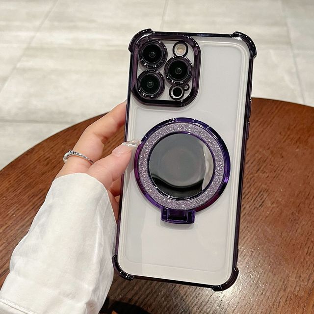Cute Clear Mobile Phone Case with Holder Diamend Girl Women Cell Phone Cover for IPhone11 12 13 14 15 Pro Max Plus