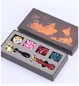 Customized World Map Gift Box Wax Sealing Stamp Set Wax Seal Stamp Kit