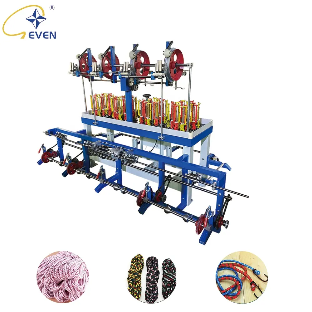 Mesin Tekstil 16 poros kustom profesional, mesin kepang kecepatan tinggi untuk tali sepatu dan tali sepatu