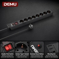 PDU industriel 1U 8 prises Schuko Type F Protection contre les surcharges bipolaires T5 Aluminium CE RoHS