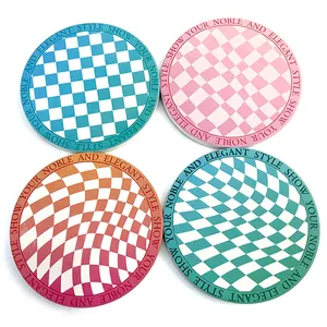 Factory Wholesale Custom Checkerboard Cork Marbled Ceramic Car Sublimation Drink Coasters