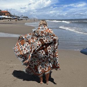 Vente chaude fleurs colorées tapis tissés de couleur personnalisée avec glands tapisserie jeter des couvertures pour camping plage en plein air - Product Image 6