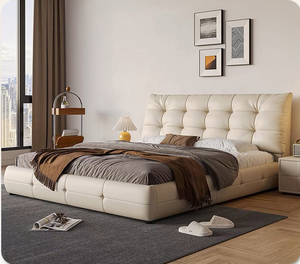<span class=keywords><strong>Lit</strong></span> capitonné moderne <span class=keywords><strong>marron</strong></span> avec tête <span class=keywords><strong>de</strong></span> <span class=keywords><strong>lit</strong></span> haute - Taille et couleur personnalisables - Product Image 1