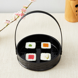 Bandeja para servir sushi con asa, negra, 17x18x21cm, para uso en restaurantes de cocina japonesa - Product Image 2